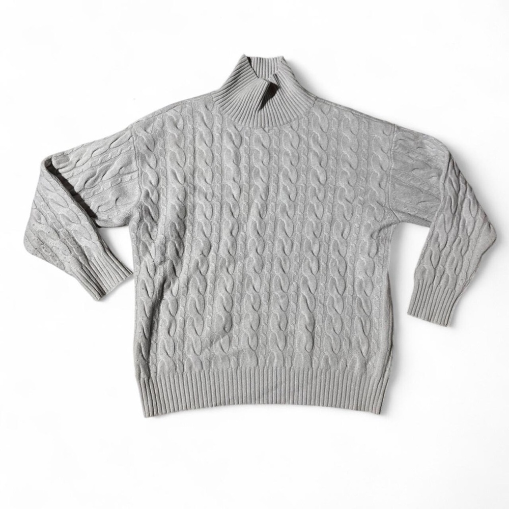 Babaton The Group Light Gray Turtleneck Wool Sweater